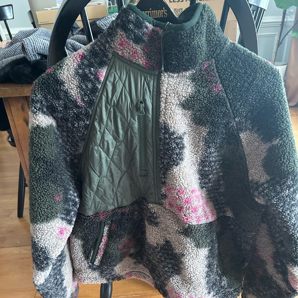 EUC JoyLab Camo Sherpa Pullover Sweater